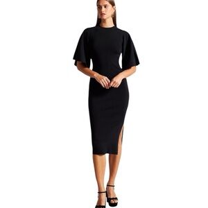 Ted Baker | Black Lounia Bodycon Dress Fluted Sleeves Size 2